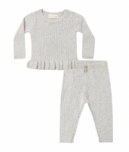 Rib Peplum Set Fog 3-6m