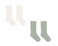 Sock Set Natural/Sage 12-24m