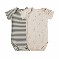 SS Onesie Seagreen Stripe 0-3m