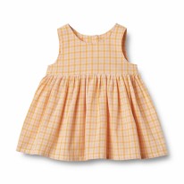 Yellow Check Pinafore 3-6m
