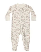 Zip Footie Floral Vine nb
