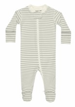 Zip Footie Sage Stripe nb