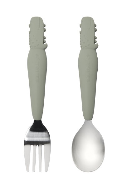 Kid Utensils Sage Alligator