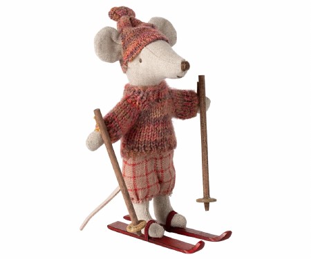 Winter Mouse with Ski Set Big Sister in Rose