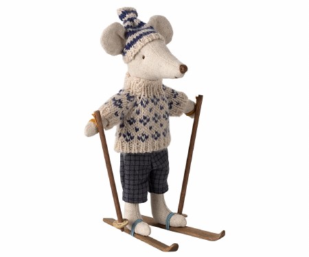 Winter Mouse with Ski Set Dad in Blue