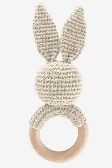 Wood Teether Bunny Cream
