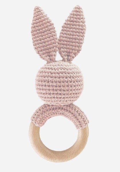 Wood Teether Bunny Pink
