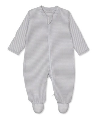 Zip Footie Silver Stripe nb