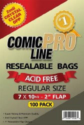 SUPPLIES COMIC PRO LINE REGULAR SIZE RESEALABLE BAGS