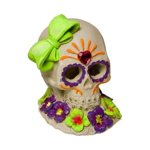 Sugar Skull Gem &amp; Bow Ornament