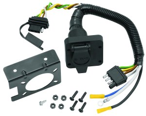 6-Way Round Pin Connector/4-Flat Combo Adapter Harness w/Mounting Bracket &amp; Hardware