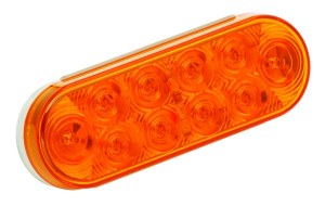 LED Waterproof 6&quot; Oval Light Amber 273564 Wesbar