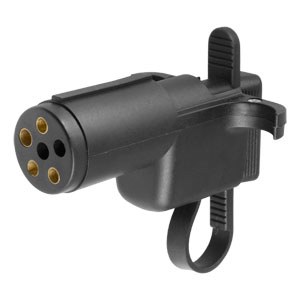 Curt 6-Way Round To 4-Way Flat Adapter With LED Dust Cover