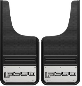 Gatorback GA1226CUTF350-2 Ford F-350 Heavy Duty Mud Flaps, 12" x 26" CUT Front Fit deliver rugged, reliable protection for Super Duty trucks with a premium factory-style appearance.