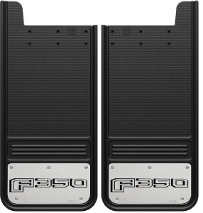 Gatorback GA1226F350-2 Ford F-350 mud flaps, 12x26 universal fit, heavy-duty rubber with stainless steel plate, easy install, official Ford licensed, made in Canada
