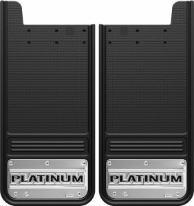 Gatorback GA1226PL Platinum universal 12x26 mud flaps Ford 6.7L Power Stroke heavy-duty rubber stainless steel plate Ford licensed made in Canada.