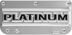 Gatorback GA759847 Platinum logo plate, stainless steel replacement for mud flaps, universal fit 10.2x5", Ford licensed, includes hardware, durable Canadian-made design