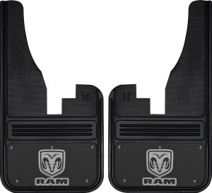 Front Mud Flaps 2009 - 2017 RAM 1500/2500/3500 RAM Logo  V Black Wrap 12"x23"