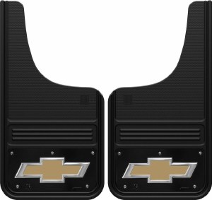 Front Mud Flaps Chevrolet Bowtie Logo Gold W Black Wrap 12