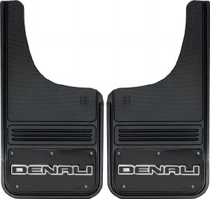 Front Mud Flaps Denali Logo 12"x23" Black Wrap