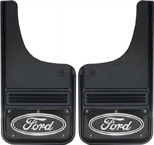 Front Mud Flaps Ford Logo 12"x23" Black Wrap
