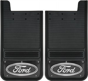 Rear Mud Flaps Ford Logo  12"x23" Black Wrap
