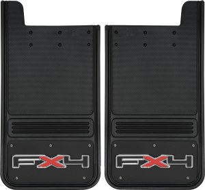 Front Mud Flaps FX4 Logo 12"x23" Black Wrap