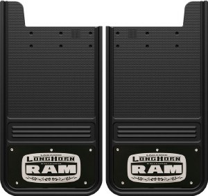 Rear Mud Flaps Laramie Longhorn Logo -black background 12"x23"