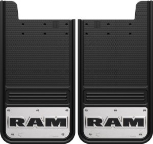 Rear Mud Flaps Ram Text -black letters 12"x23"