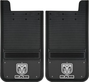 Rear Mud Flaps RAM Logo V 12"x23" Black Wrap