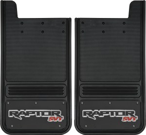 Rear Mud Flaps SVT Raptor Logo 12"x23" Black Wrap