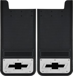 Rear Mud Flaps Chevrolet Bowtie Logo Black  12"x26"