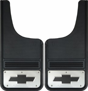 Rear Mud Flaps Chevrolet Bowtie Logo Black  14"x18"