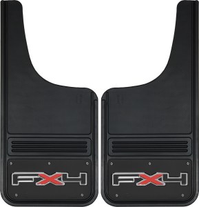 Front Mud Flaps FX4 Logo  12"x26" Black Wrap