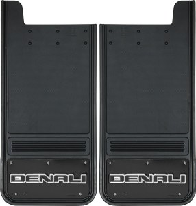 Rear Mud Flaps GMC Denali Logo 12"x26" Black Wrap