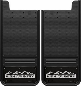 Rear Mud Flaps High Counrty Logo -black background 12"x26"
