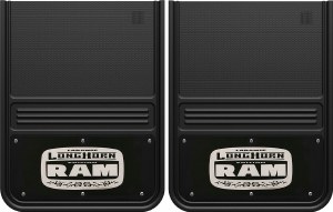 Rear Mud Flaps Laramie Longhorn Logo -black background 14"x18"