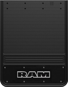 Rear Mud Flaps RAM (text) Logo black background 19"x24"