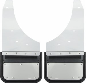 Front Mud Flaps 5/8" Offset, Non-Bevel, Stainless Steel for 07-13 Chevy Silverado/GMC Sierra 1500 12"x11"