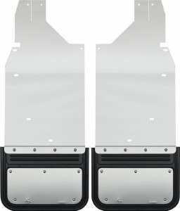 Rear Mud Flaps 5/8" Offset, Non-Bevel, Stainless Steel Rear Mud Flaps for  Chevy Silverado/GMC Sierra LD/HD 1500/2500/3500 12"x11"