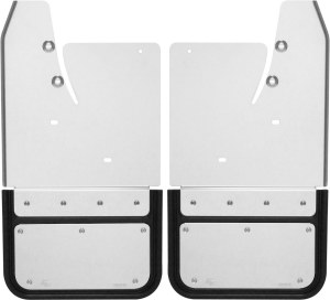 Front Mud Flaps 14-18 Chevy Silverado 1500/2500/3500 5/8" Offset, Non-Beveled, No Drill Blank Stainless Steel