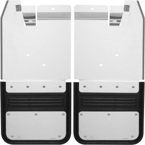 Rear Mud Flaps 14-18 Chevy Silverado 1500/2500/3500 5/8" Offset, Non-Beveled, No Drill Blank Stainless Steel Rear Mud Flaps