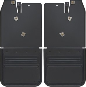 Rear Mud Flaps 2014 - 2015 GMC Sierra 1500/2500/3500 5/8" Offset No Drill PC Black