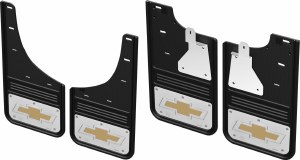 Front &amp; Rear Custom Mud Flap Chev Silverado 1500 Bow Tie Gold Logo