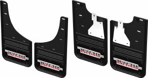 Front &amp; Rear Custom Mud Flap Chev Silverado 1500 Trail Boss Logo black background