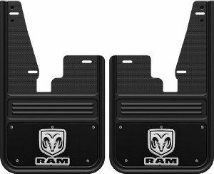 Front Custom Mud Flap Ram w/o Flares Logo Black Wrap
