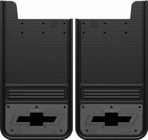 Rear Mud Flap Chev Bowtie Logo with Gunmetal Finish 12"x23"