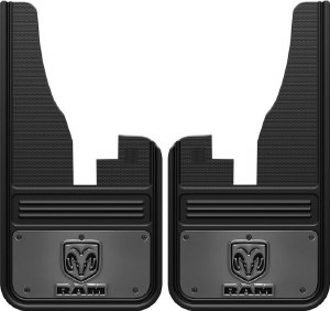 Front Mud Flap Ram V Logo with Gunmetal Finish 12"x23"