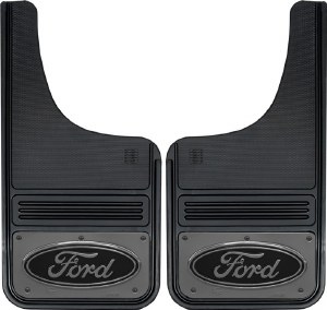 Front Mud Flap Ford Logo with Gunmetal Finish 12"x23"