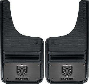 Front Mud Flaps Ram V Logo with Gunmetal Finish 12"x23"